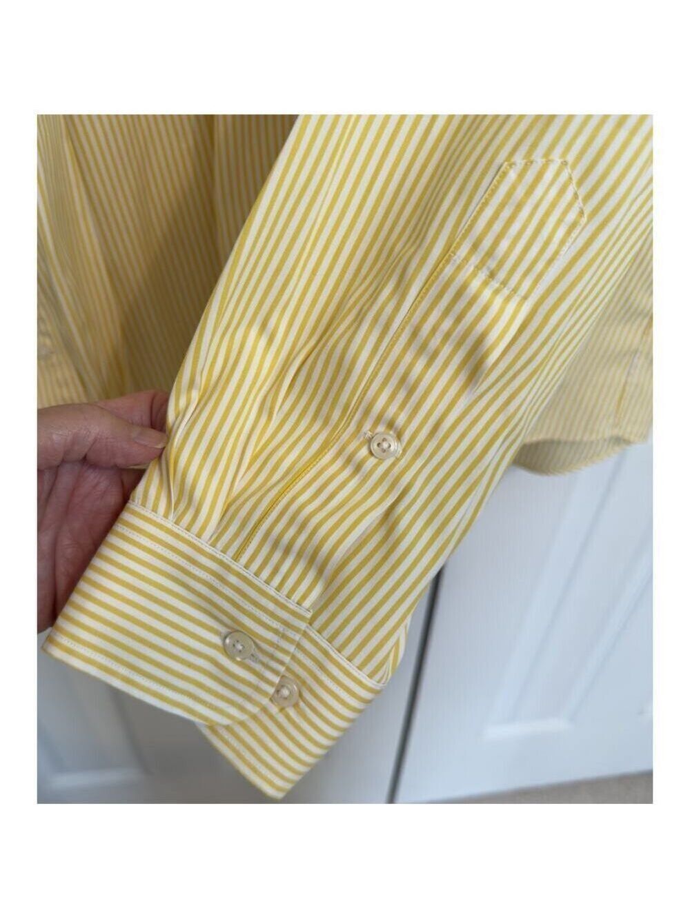 Ralph Lauren Men's Custom Fit Striped Poplin Shirt Yellow Size 16/34-35 $168 - Picture 5 of 8